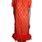 PIERRE CARDIN - 2002 Chiffon Brocade & Feather Dress, Size-8