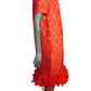 PIERRE CARDIN - 2002 Chiffon Brocade & Feather Dress, Size-8