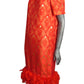 PIERRE CARDIN - 2002 Chiffon Brocade & Feather Dress, Size-8