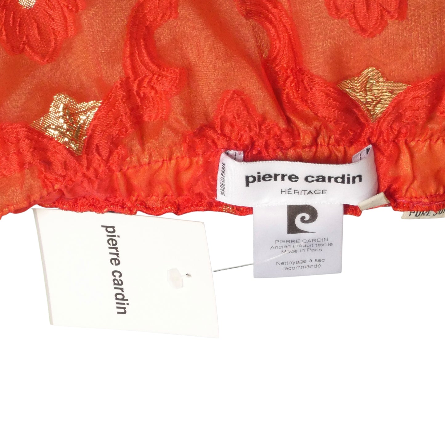 PIERRE CARDIN - 2002 Chiffon Brocade & Feather Dress, Size-8