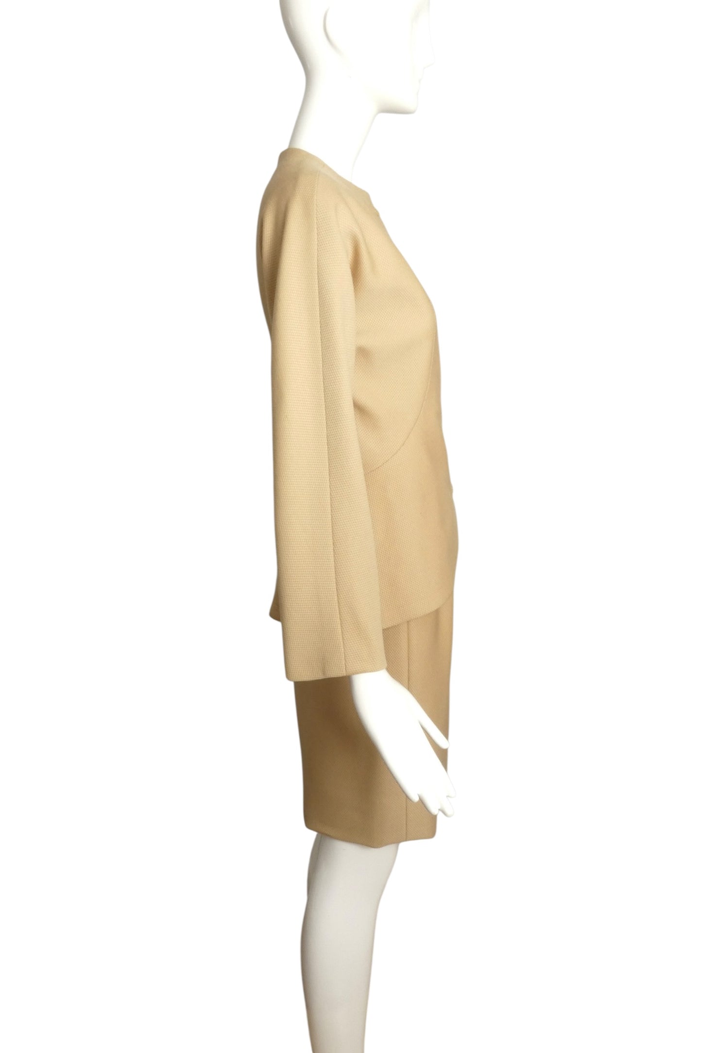 PIERRE CARDIN - 1998 Ivory Wool Skirt Suit, Size-6