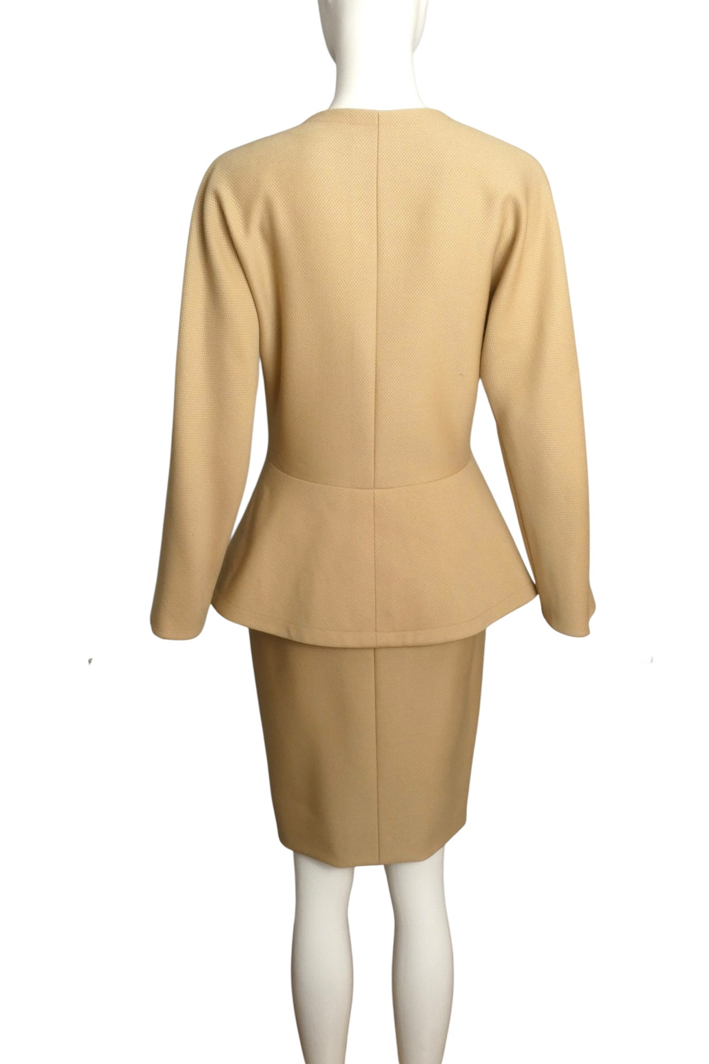 PIERRE CARDIN - 1998 Ivory Wool Skirt Suit, Size-6