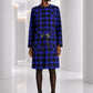 PIERRE CARDIN HAUTE COUTURE- 1980s Black & Blue Wool Check Coat, Size-8