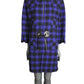 PIERRE CARDIN HAUTE COUTURE- 1980s Black & Blue Wool Check Coat, Size-8