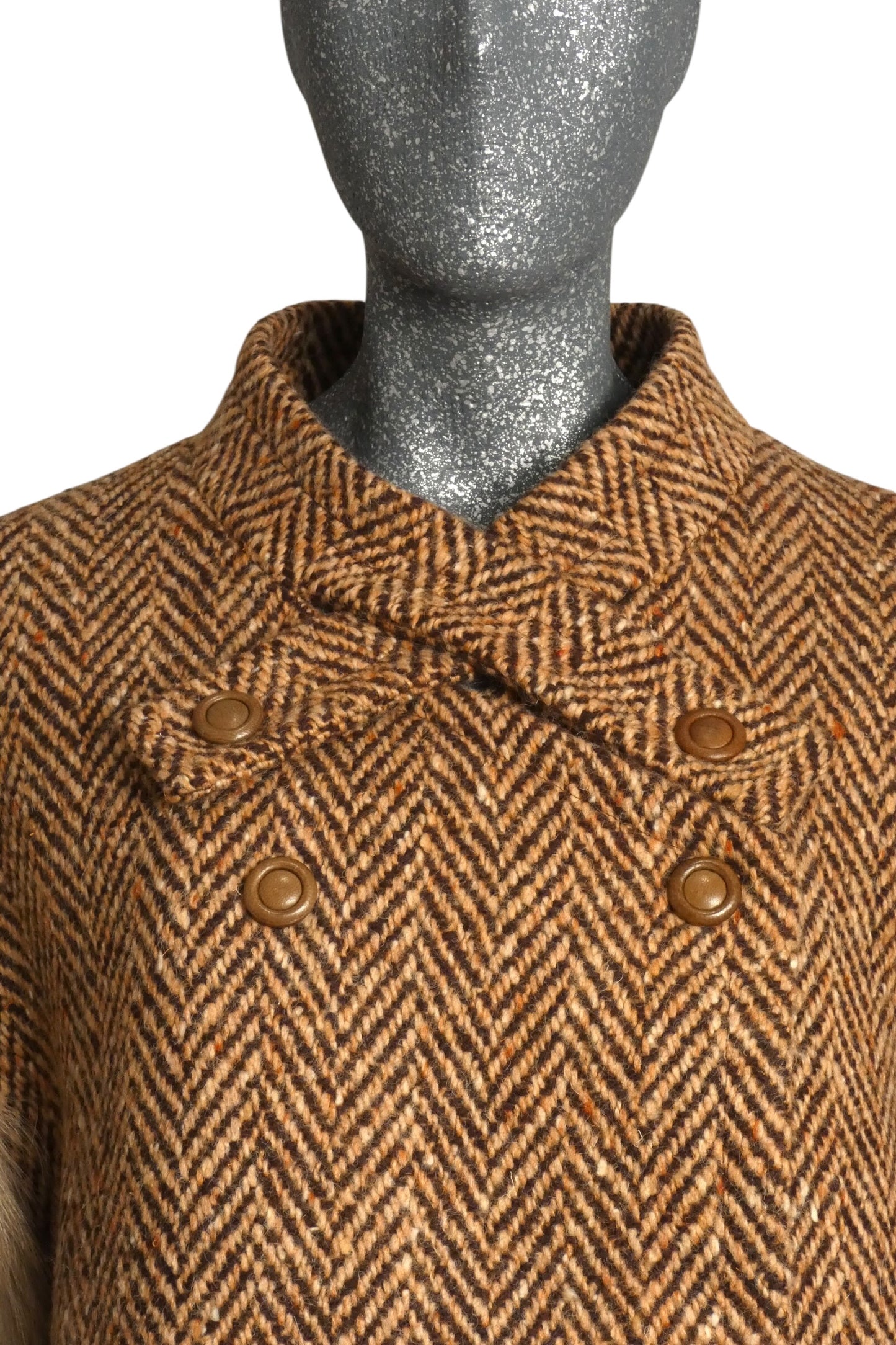 PIERRE CARDIN HAUTE COUTURE- 1989 Wool Tweed and Fur Coat, Size-6
