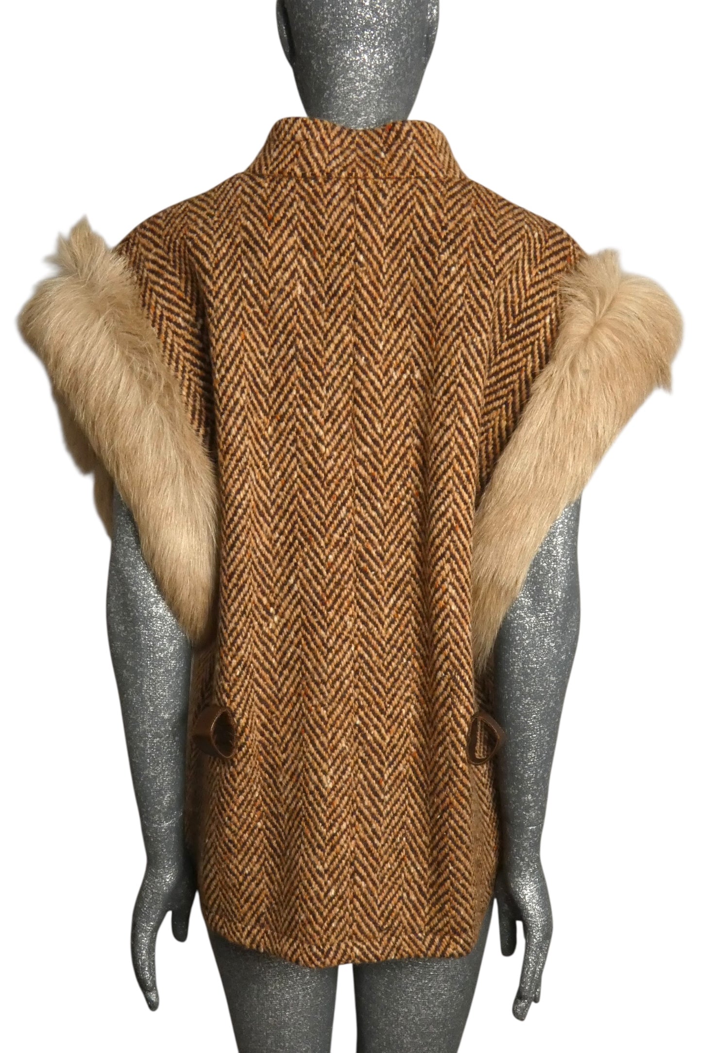 PIERRE CARDIN HAUTE COUTURE- 1989 Wool Tweed and Fur Coat, Size-6