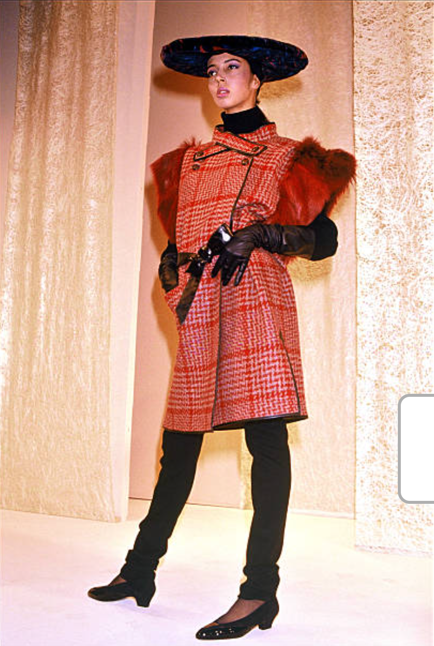 PIERRE CARDIN HAUTE COUTURE- 1989 Wool Tweed and Fur Coat, Size-6