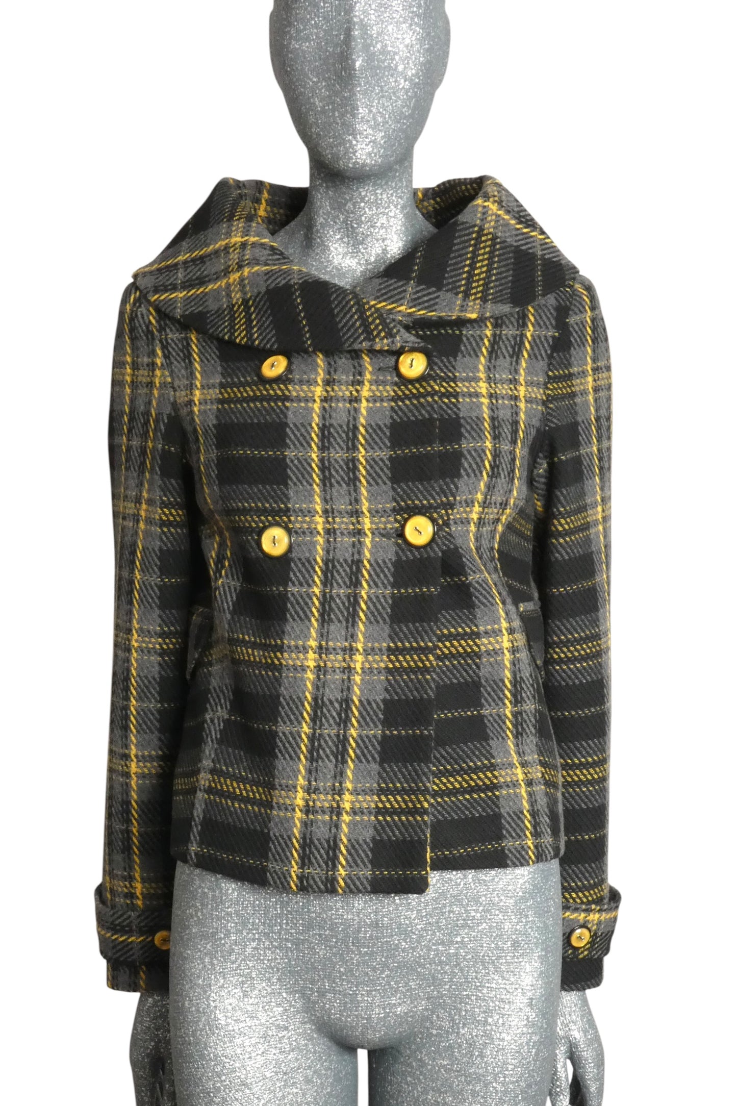 PIERRE CARDIN - 2008 Wool Plaid Coat, Size-4