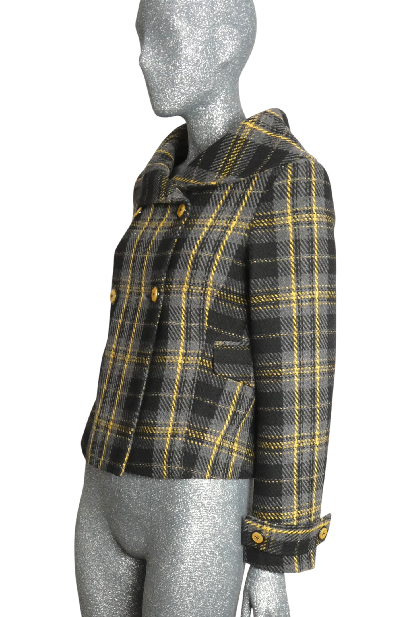 PIERRE CARDIN - 2008 Wool Plaid Coat, Size-4
