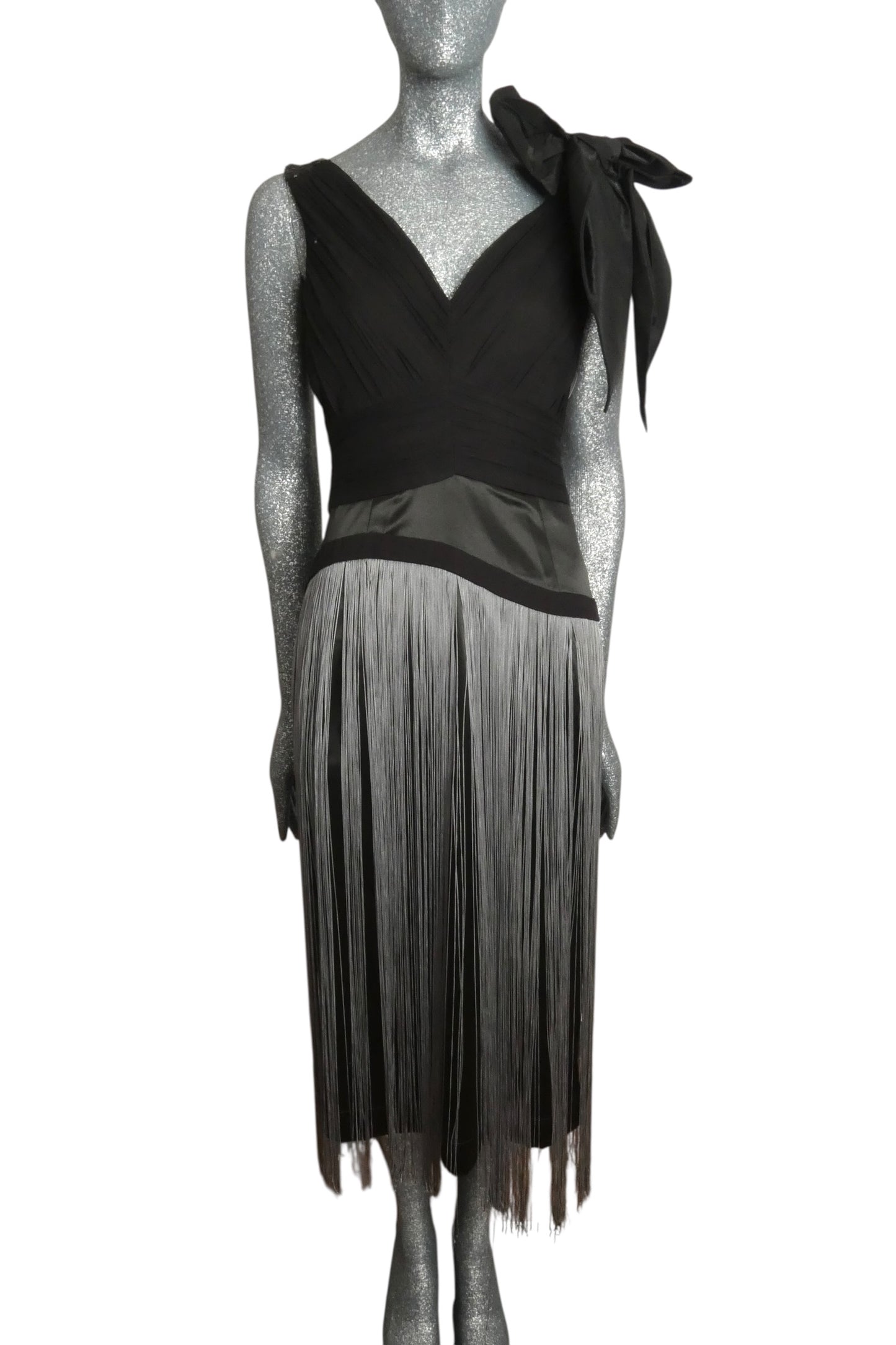 PREEN BY THORNTON BREGAZZI - 2010s Fabric Block Fringe Cocktail Dress, Size 4