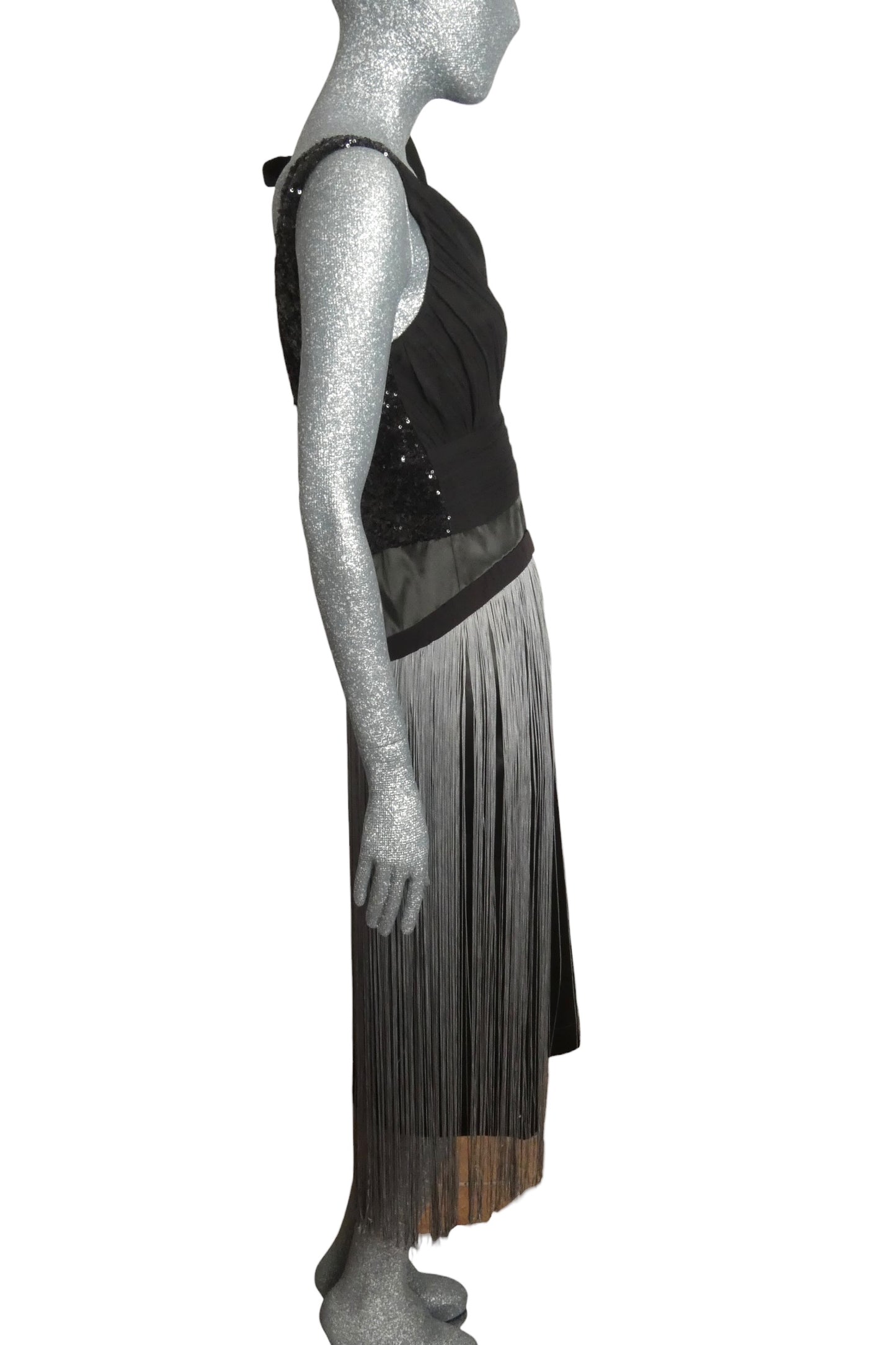 PREEN BY THORNTON BREGAZZI - 2010s Fabric Block Fringe Cocktail Dress, Size 4