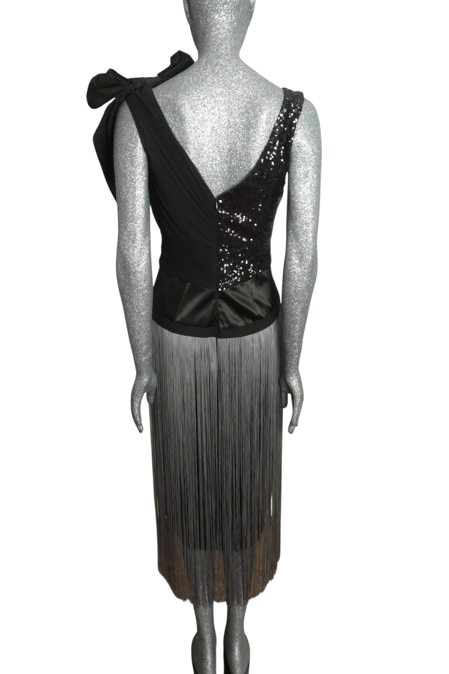 PREEN BY THORNTON BREGAZZI - 2010s Fabric Block Fringe Cocktail Dress, Size 4