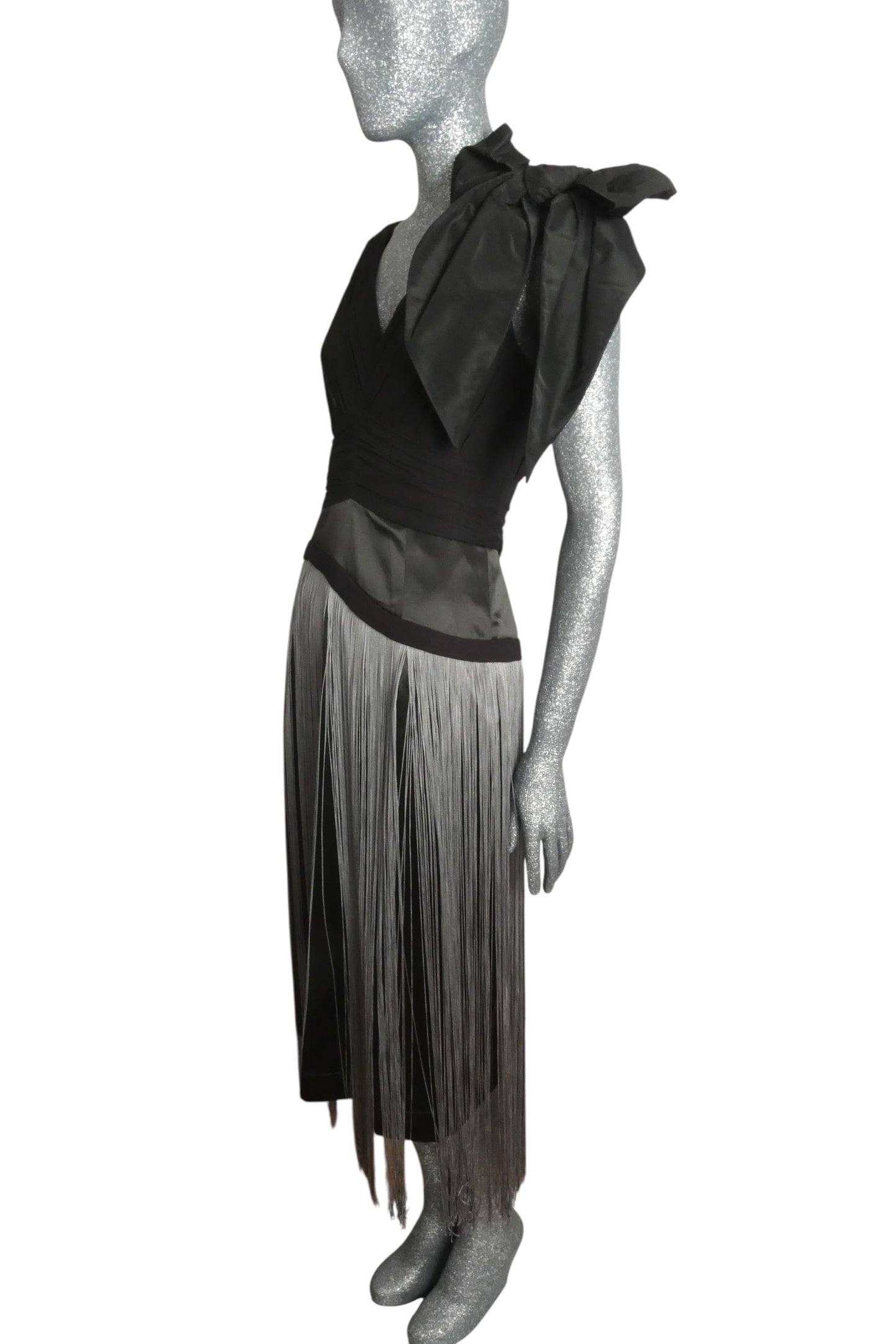 PREEN BY THORNTON BREGAZZI - 2010s Fabric Block Fringe Cocktail Dress, Size 4