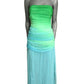 1980s Green & Blue Ombre Chiffon Evening Dress, Size-8