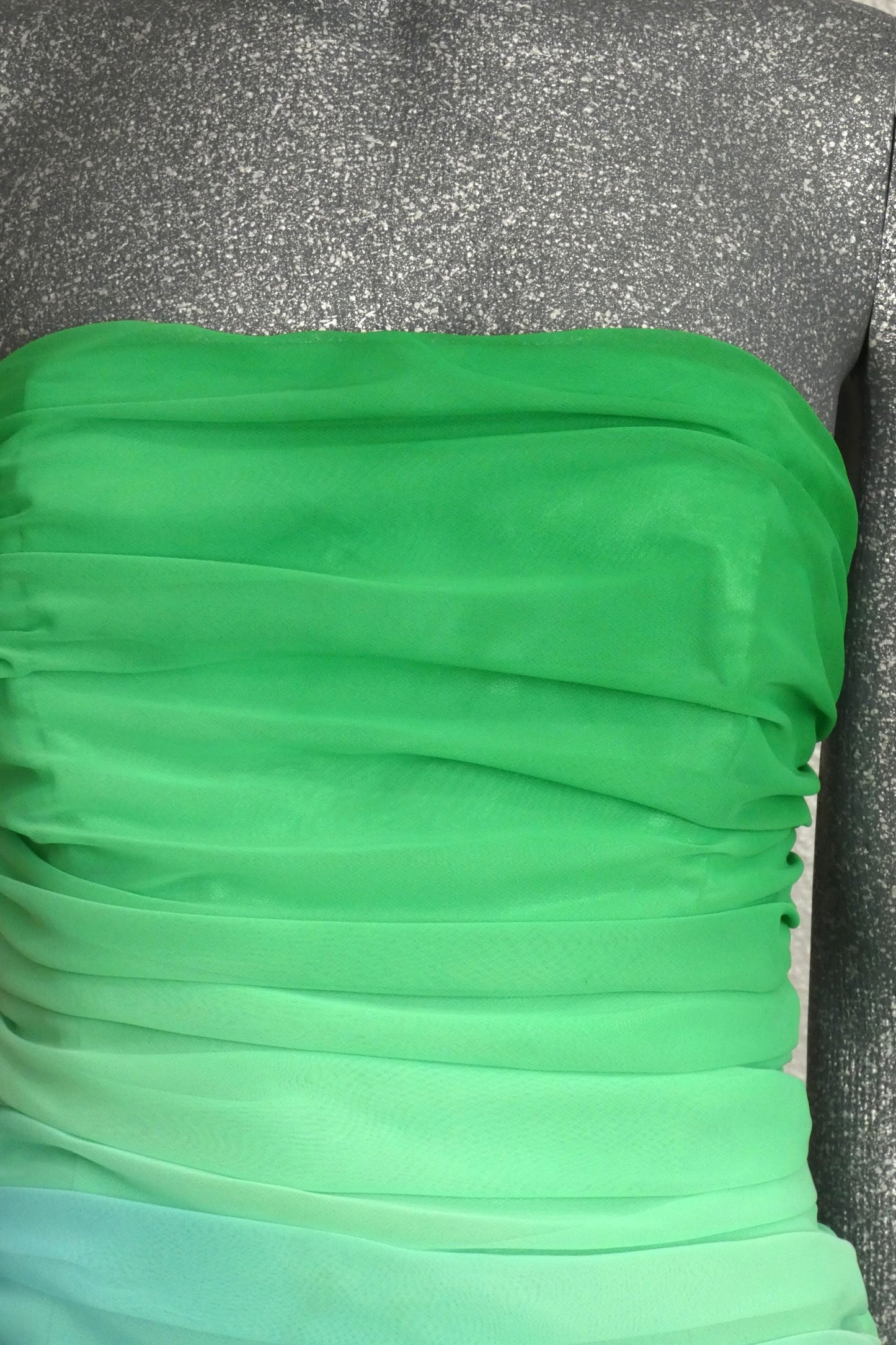 1980s Green & Blue Ombre Chiffon Evening Dress, Size-8