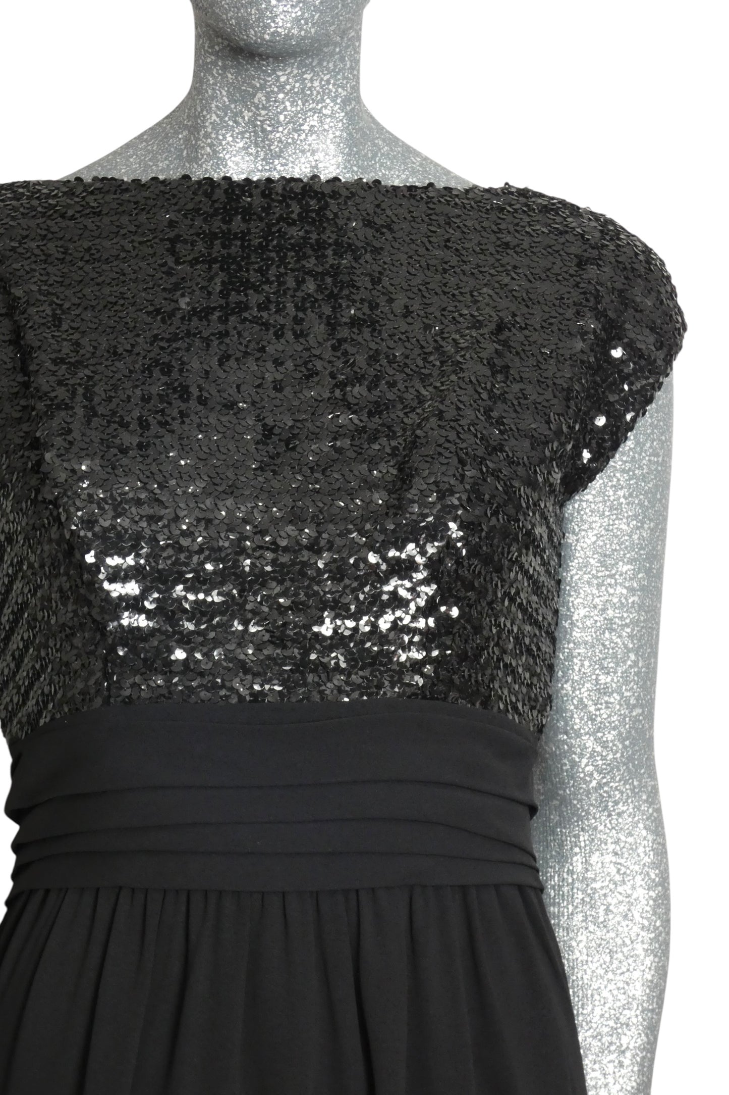 SUZY PERETTE - 1950s Black Sequin & Crepe Cocktail Dress, Size-6