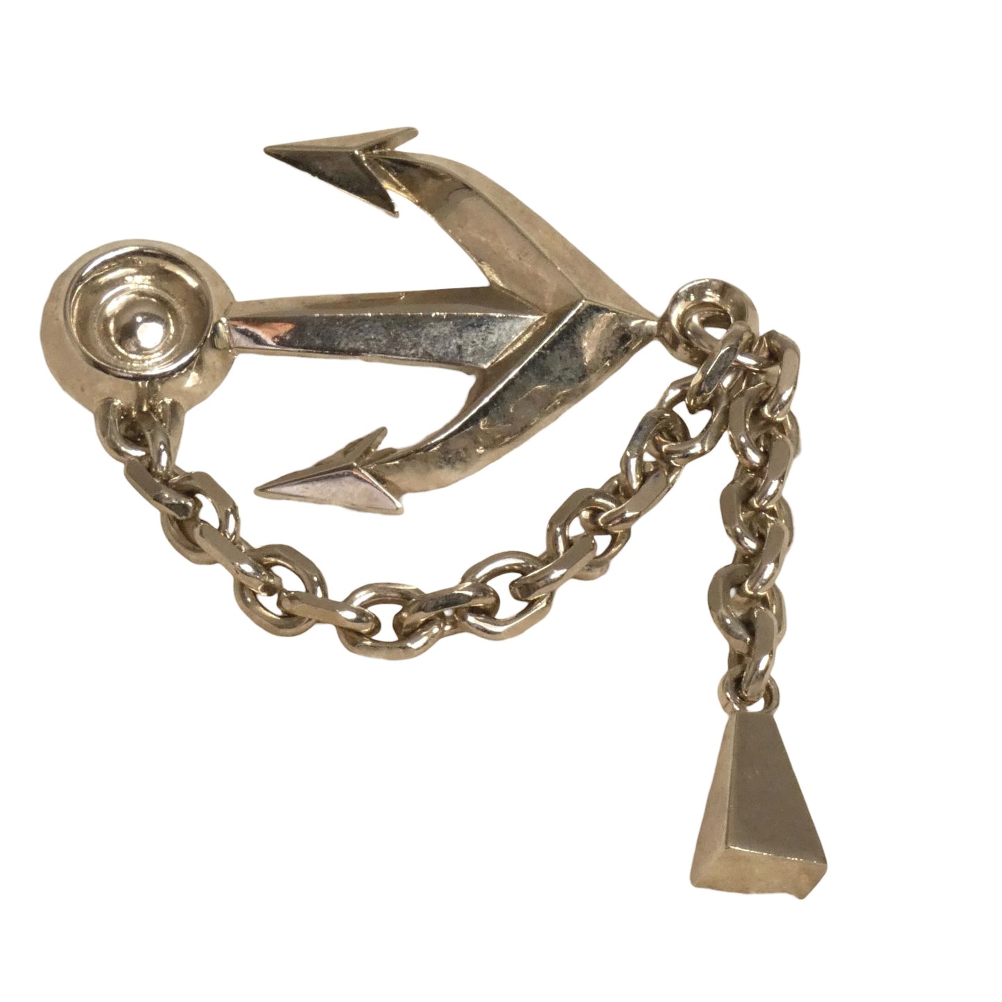THIERRY MUGLER - Silver Tone Metal Anchor & Chain Dress Embellishment