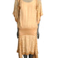 TONY CHASE - 1980s Peach Chiffon & Silk Fringe Ensemble, Size-6
