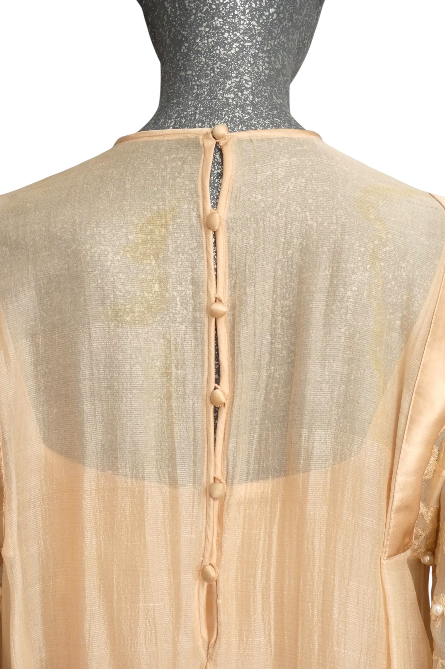 TONY CHASE - 1980s Peach Chiffon & Silk Fringe Ensemble, Size-6