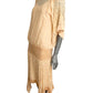 TONY CHASE - 1980s Peach Chiffon & Silk Fringe Ensemble, Size-6