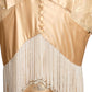TONY CHASE - 1980s Peach Chiffon & Silk Fringe Ensemble, Size-6