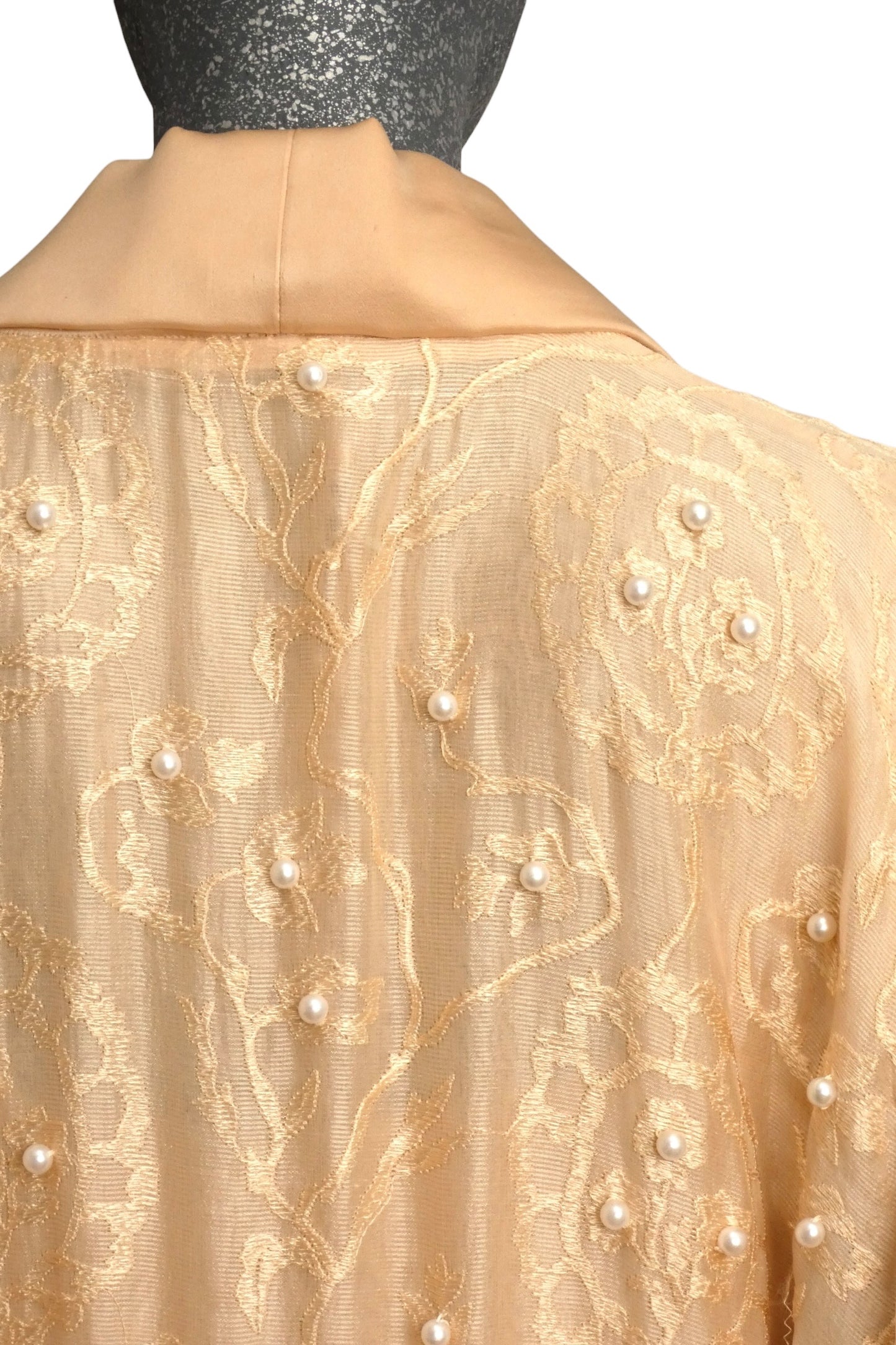 TONY CHASE - 1980s Peach Chiffon & Silk Fringe Ensemble, Size-6