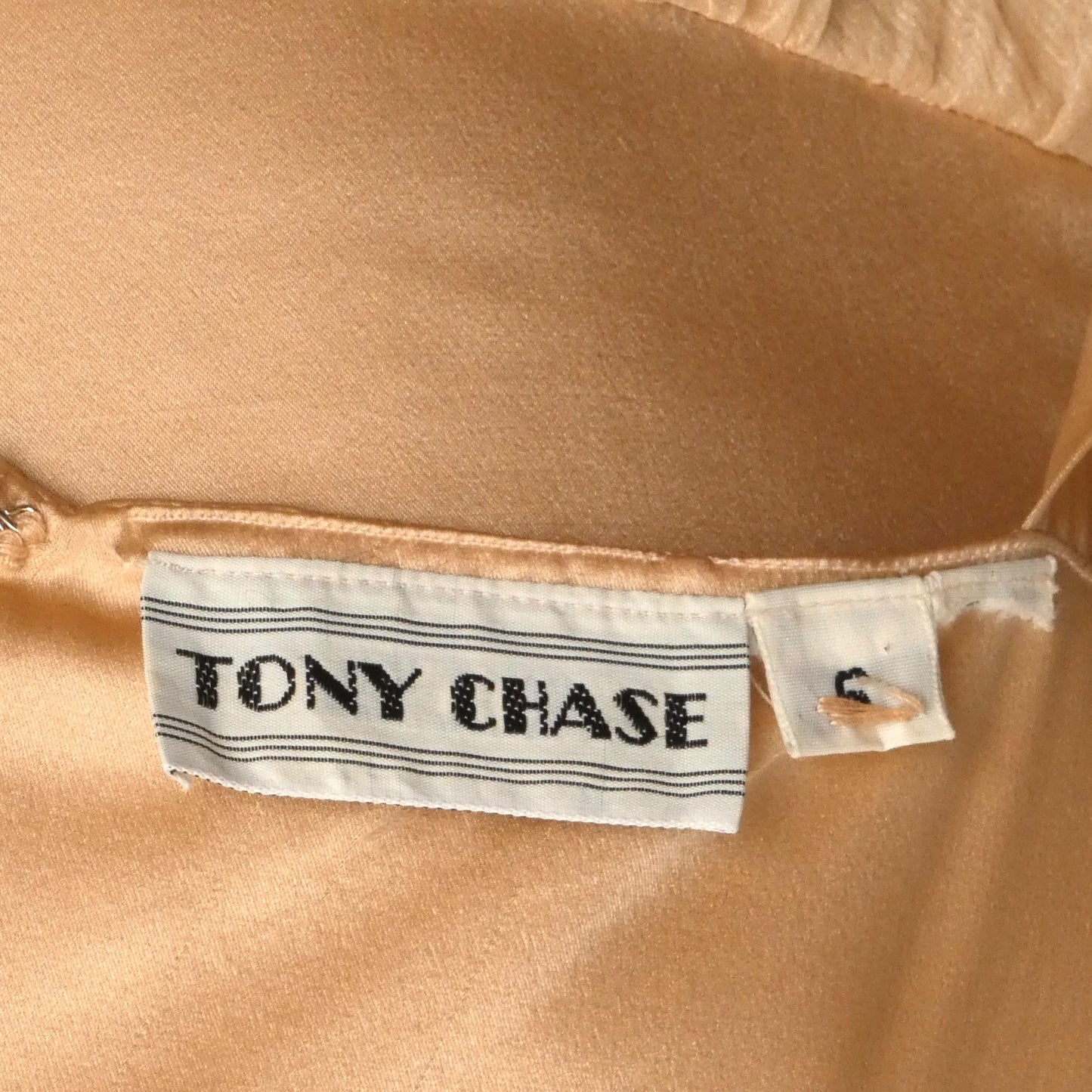TONY CHASE - 1980s Peach Chiffon & Silk Fringe Ensemble, Size-6