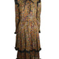 VALENTINO BOUTIQUE - 1981 Floral Silk Ruffle Dress, Size-6