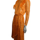 VALENTINO BOUTIQUE - 1980s Orange Silk Stripe & Feather Dress, Size4