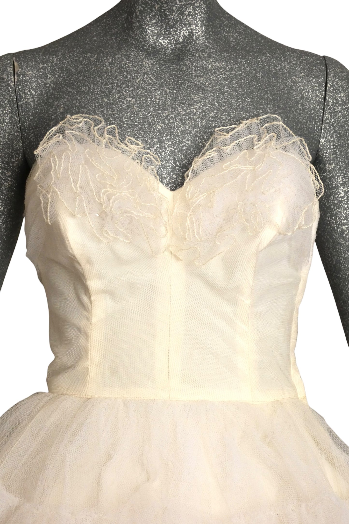 WILL STEINMAN - 1950s White Tulle Cocktail Dress, Size-2