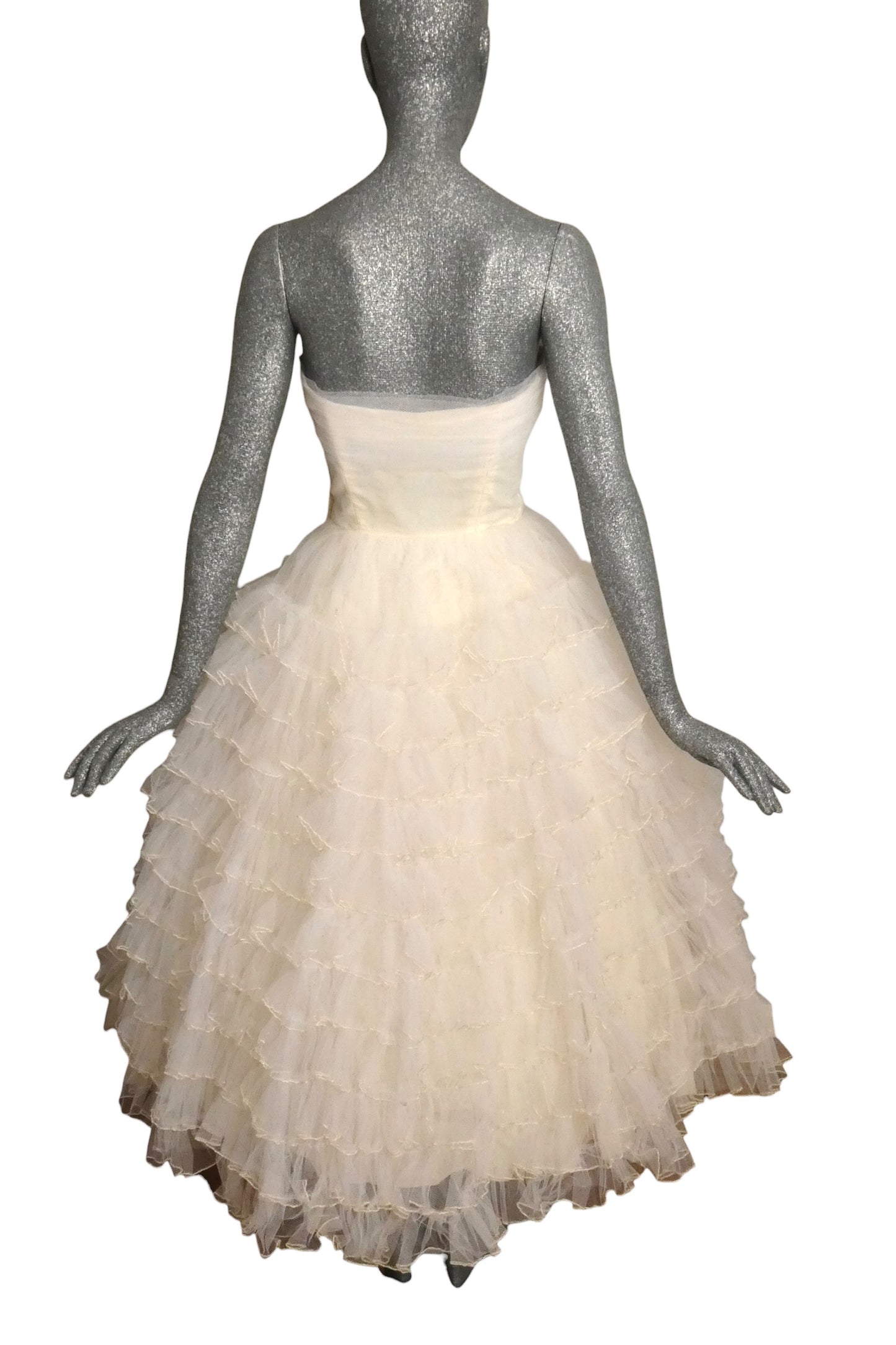 WILL STEINMAN - 1950s White Tulle Cocktail Dress, Size-2