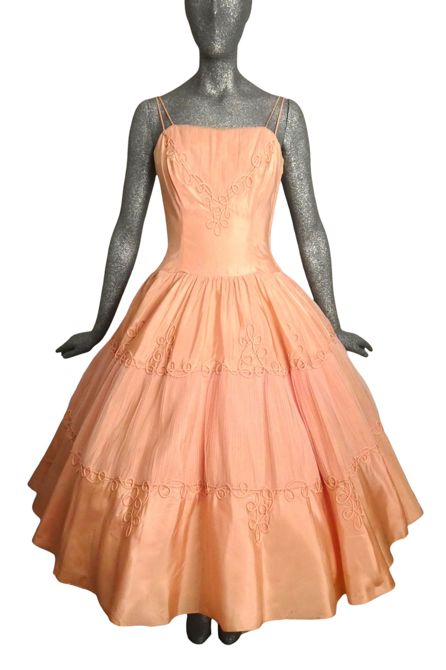 WILL STEINMAN - 1950s Pink Taffeta & Tulle Cocktail Dress, Size-6