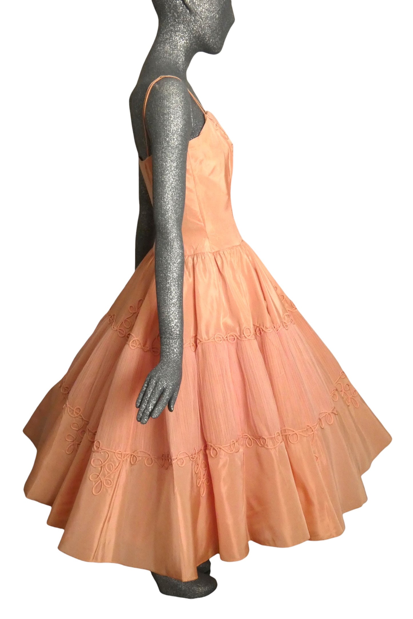 WILL STEINMAN - 1950s Pink Taffeta & Tulle Cocktail Dress, Size-6