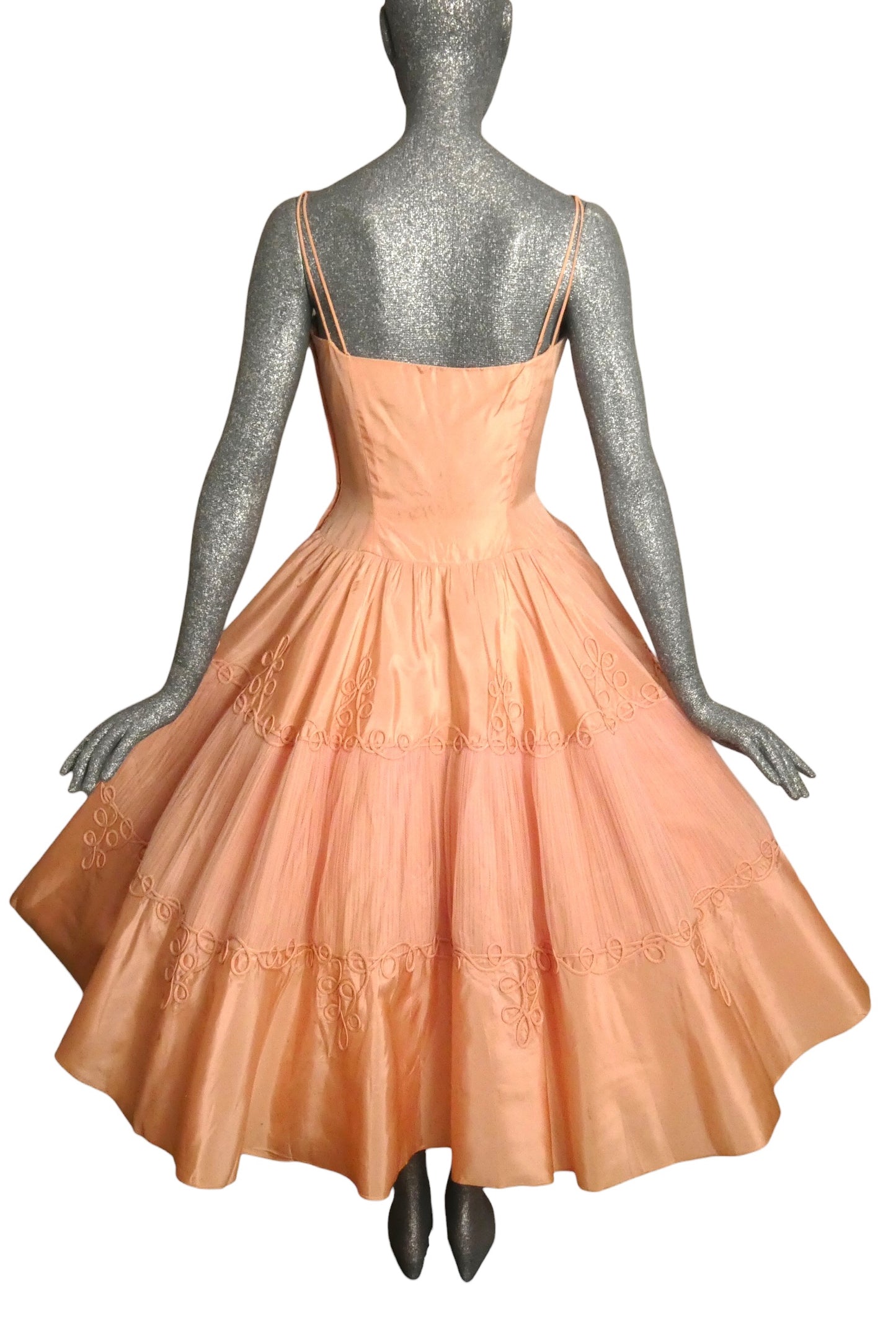 WILL STEINMAN - 1950s Pink Taffeta & Tulle Cocktail Dress, Size-6