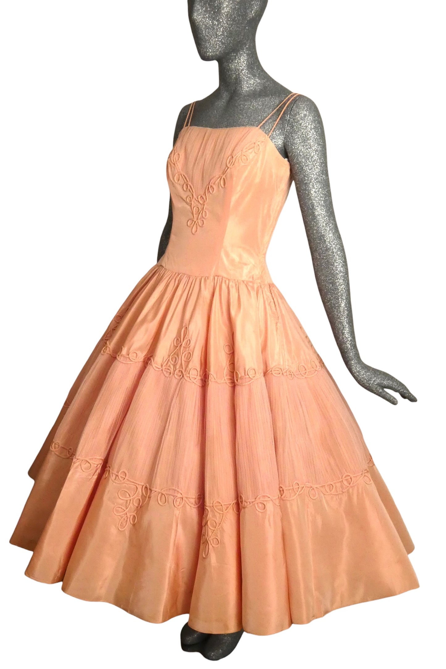 WILL STEINMAN - 1950s Pink Taffeta & Tulle Cocktail Dress, Size-6