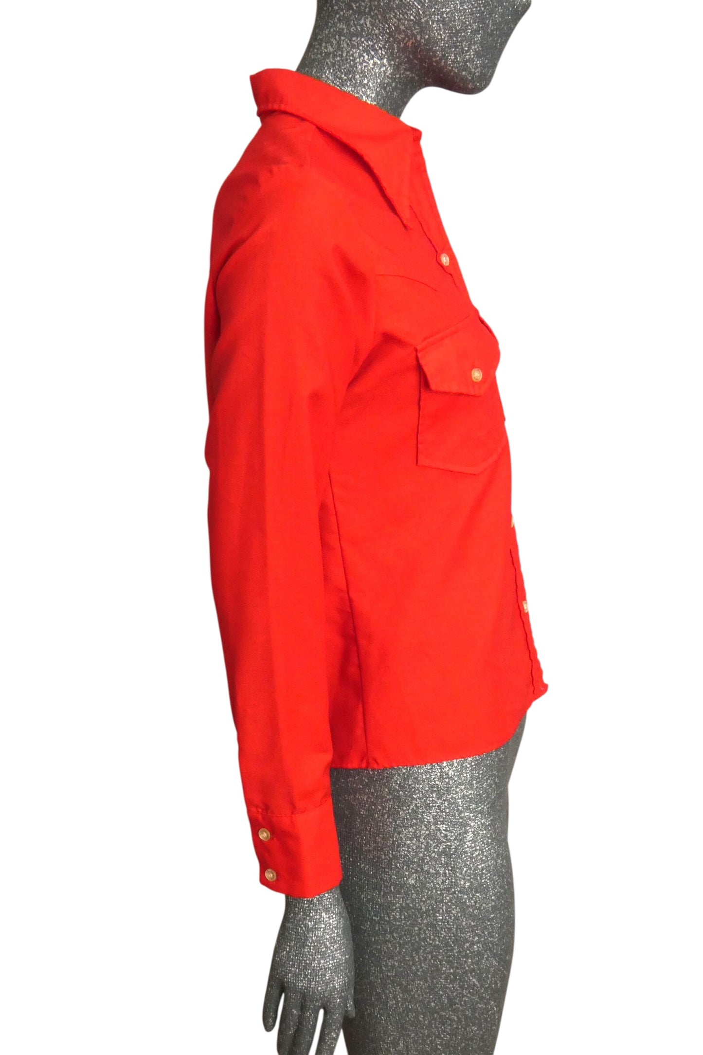 1970s Red Western Shirt, Size-4