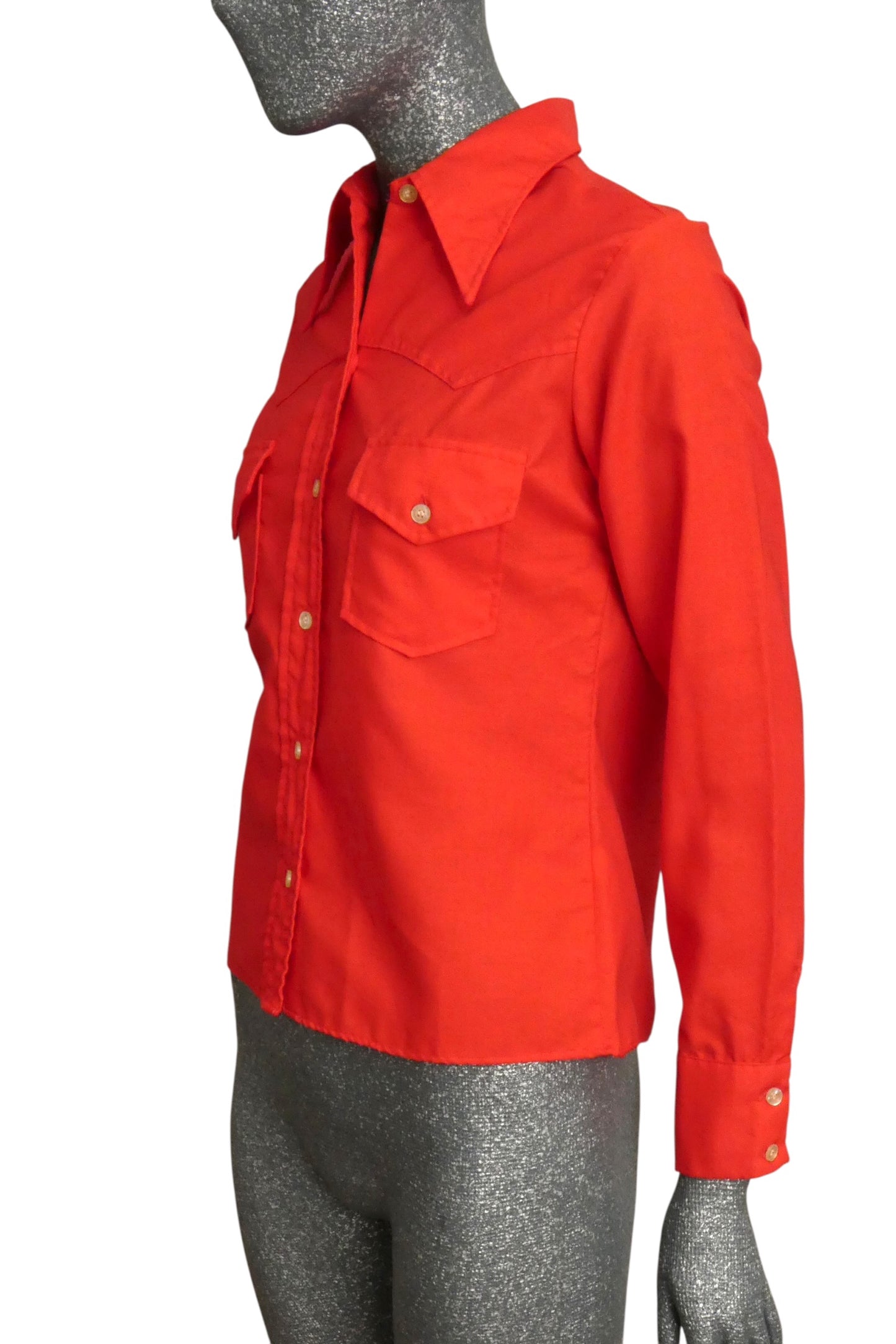 1970s Red Western Shirt, Size-4