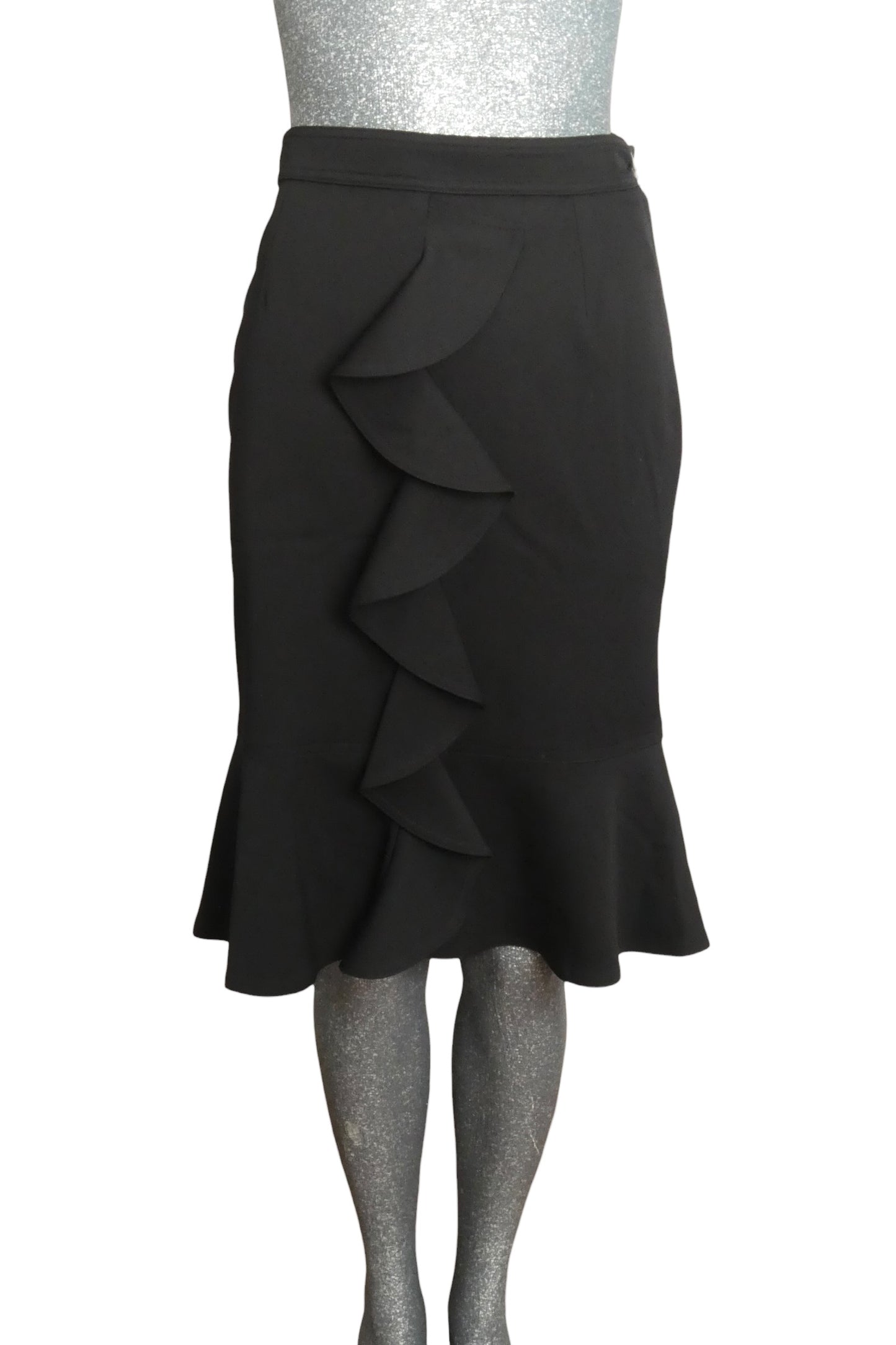YVES SAINT LAURENT - 2003 Wool Gabardine Ruffle Skirt, Size-4