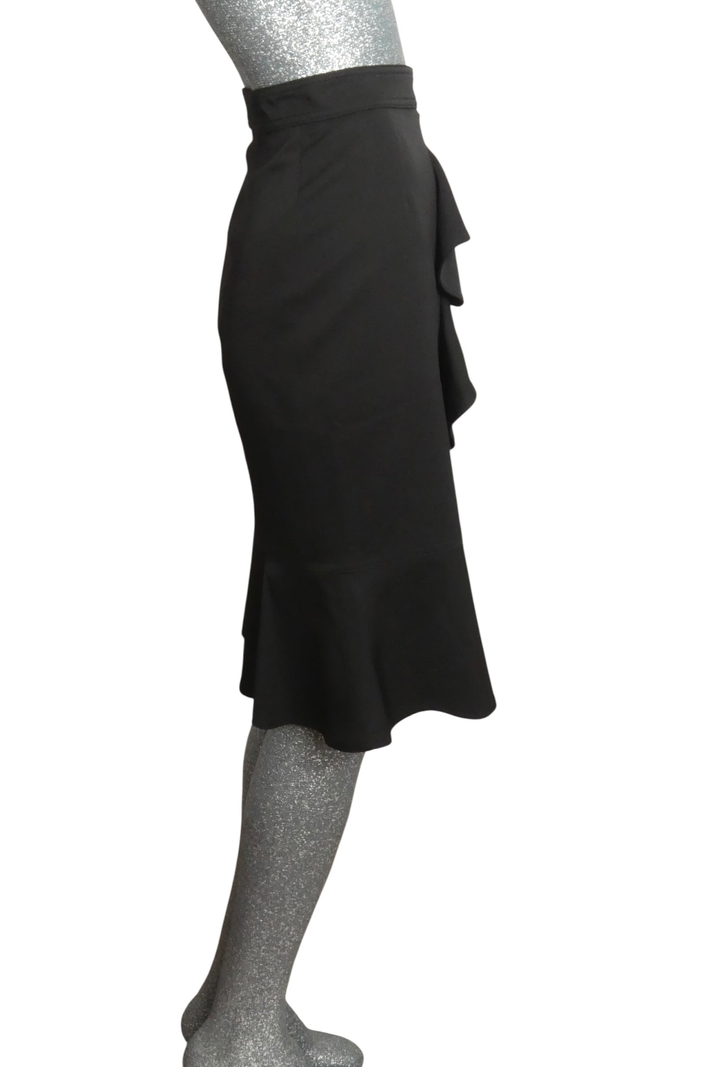 YVES SAINT LAURENT - 2003 Wool Gabardine Ruffle Skirt, Size-4