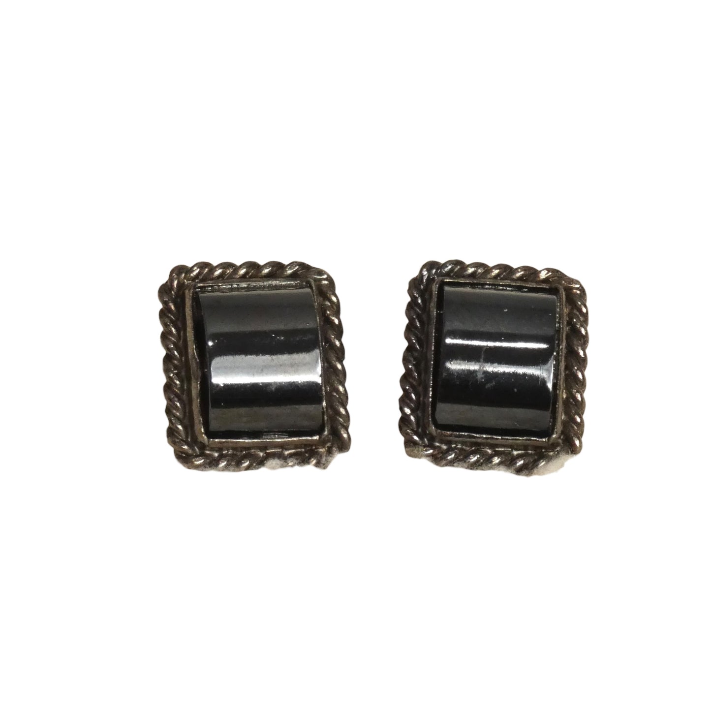 YVES SAINT LAURENT - 1980s Silver & Glass Button Earrings