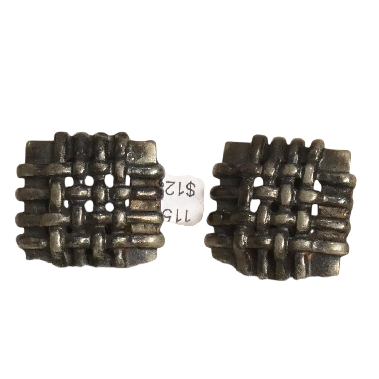 YVES SAINT LAURENT - 1970s Basketweave Button Earrings