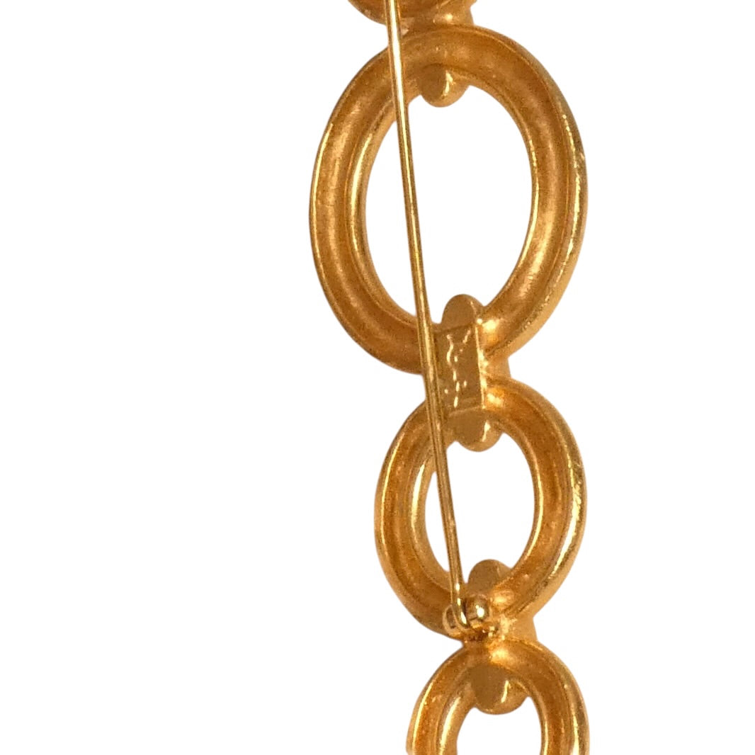 YVES SAINT LAURENT - 1990s Gold Tone Metal Brooch