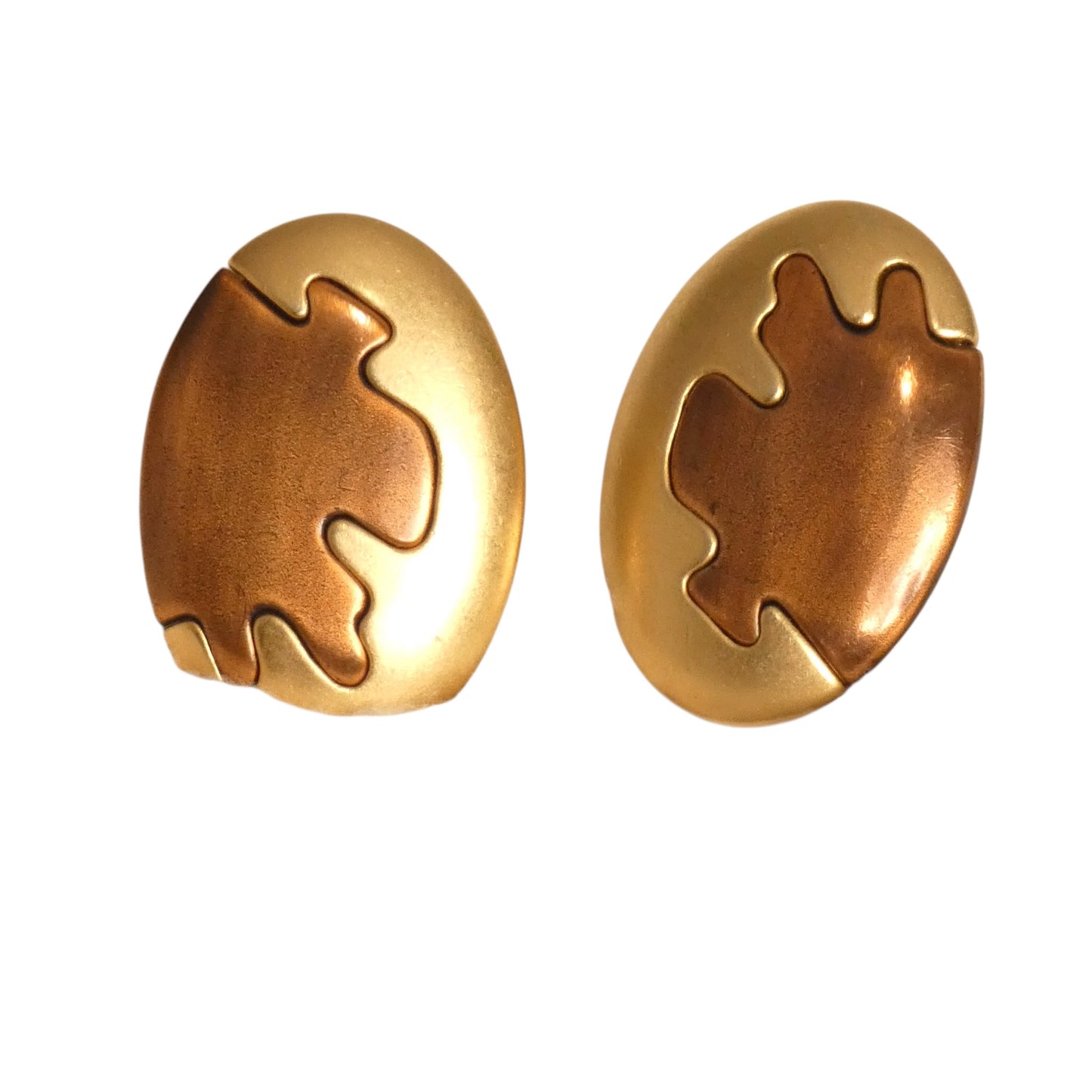 YVES SAINT LAURENT - 1980s Copper & Brass Tone Earrings