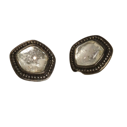 YVES SAINT LAURENT - 1980s Gripoix Button Earrings