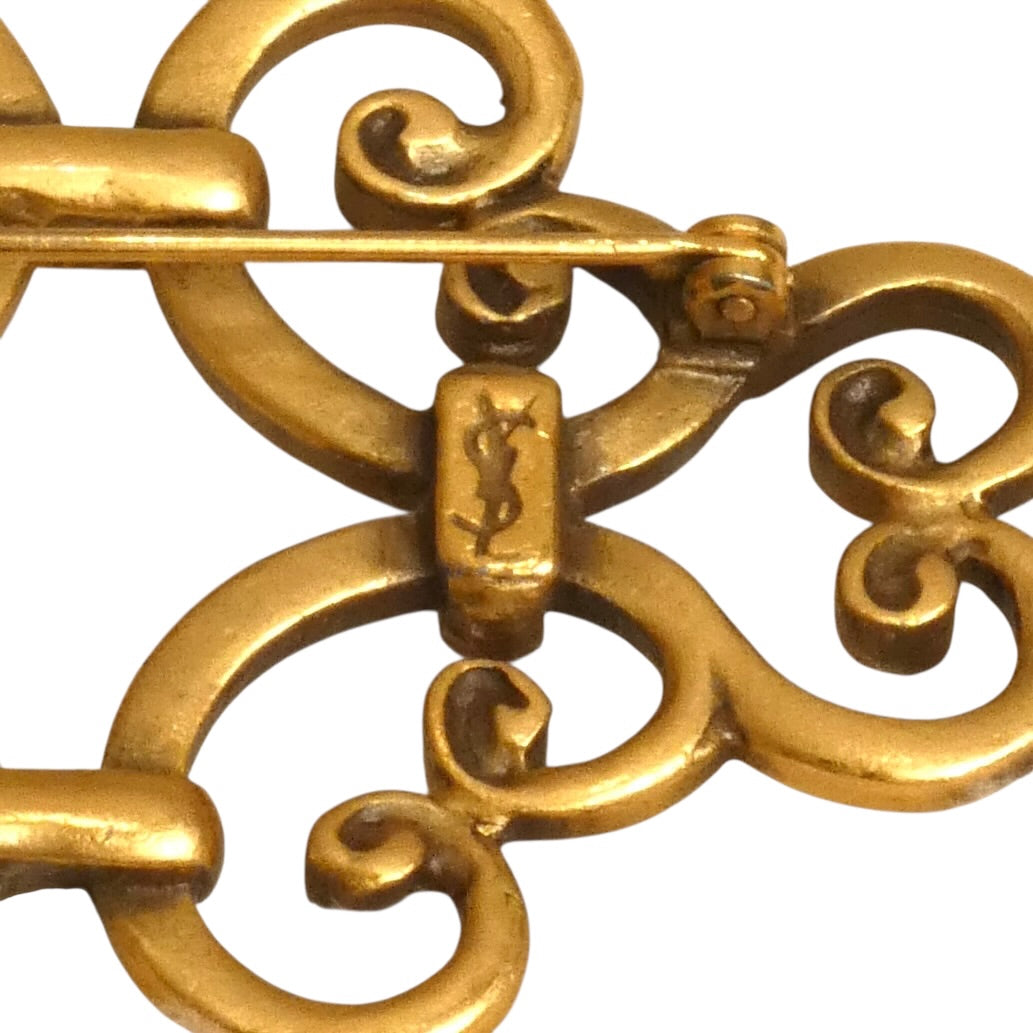 YVES SAINT LAURENT- Gold Tone Metal Brooch