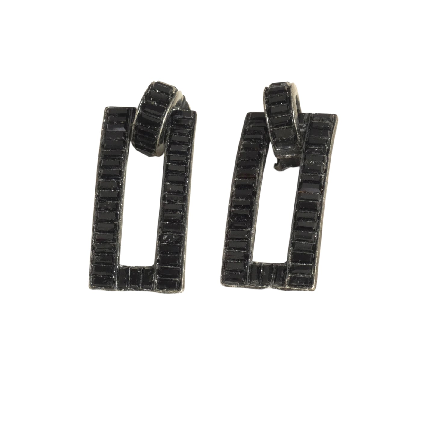 YVES SAINT LAURENT - 1970s Black Glass Crystal Earrings