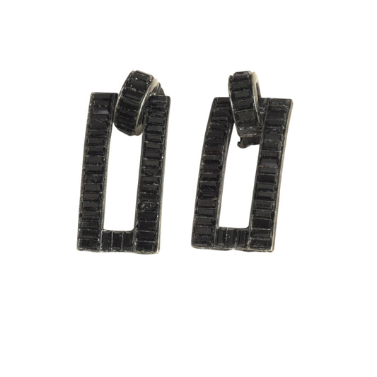 YVES SAINT LAURENT - 1970s Black Glass Crystal Earrings