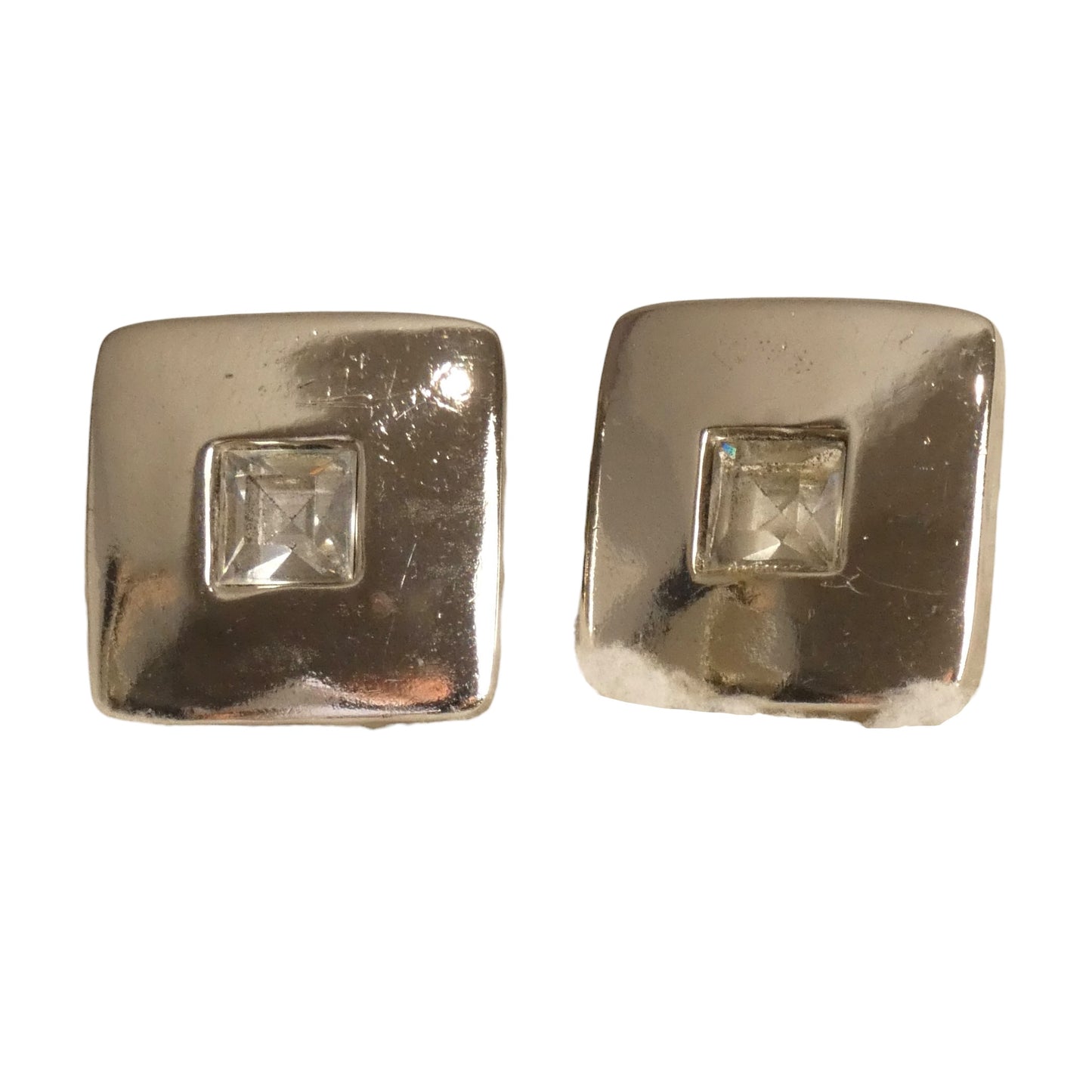 YVES SAINT LAURENT - 1980s Rhinestone Button Earrings