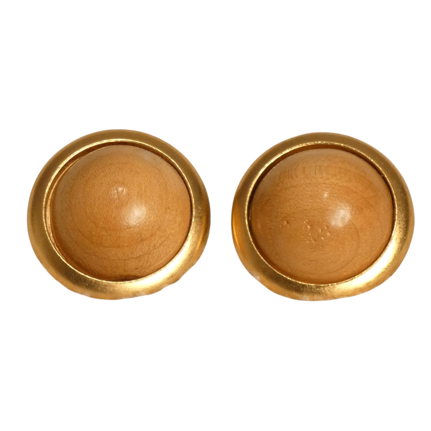 YVES SAINT LAURENT - 1970s Wooden Button Earrings