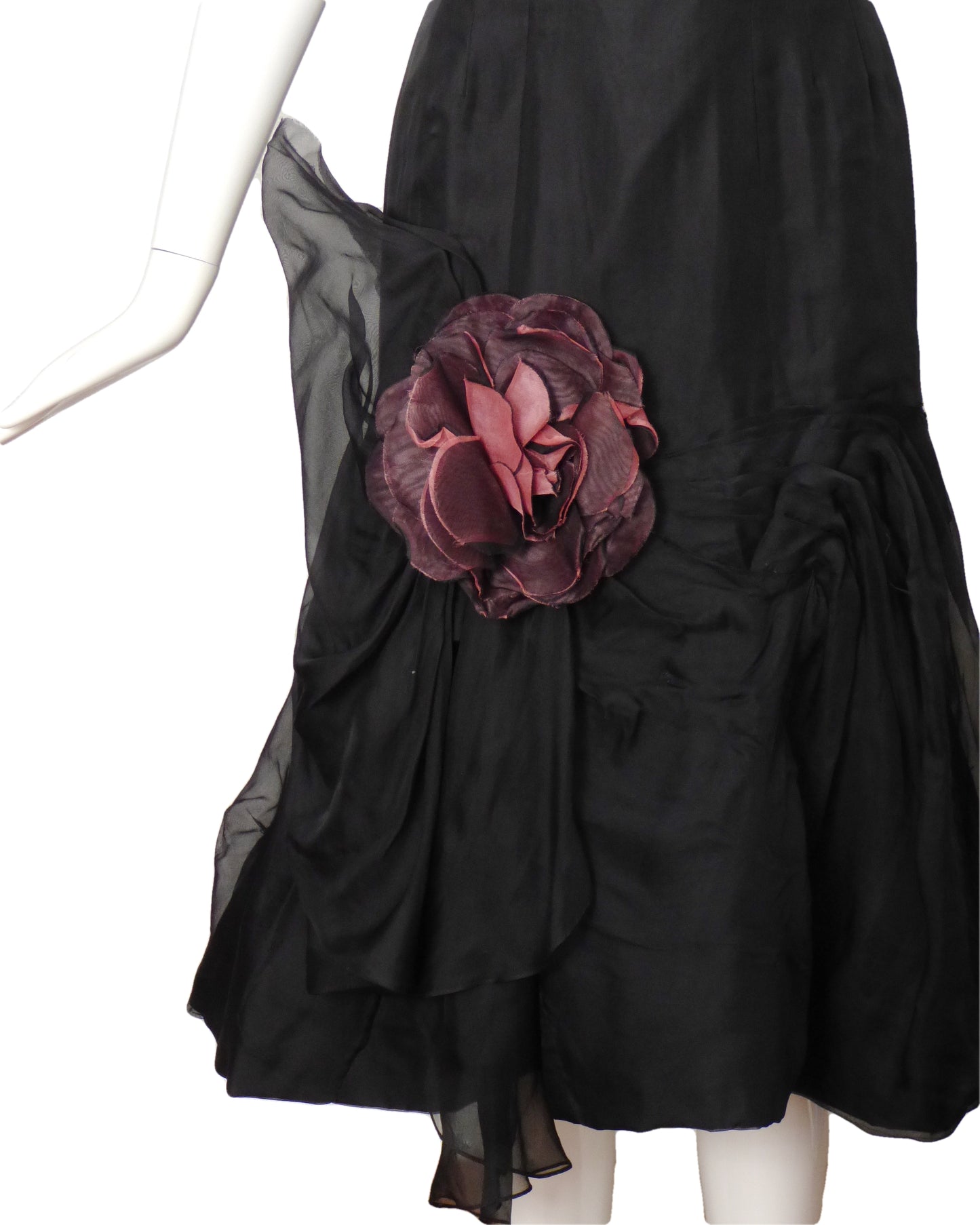 CEIL CHAPMAN-1950s Black Silk Organza Cocktail Dress, Size-2